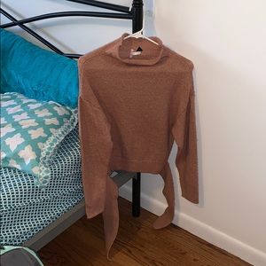 Pink Turtle Neck Sweater with Wrap Tie Waist